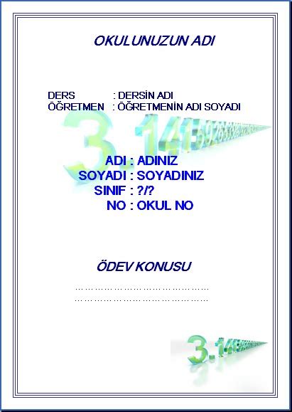 Bu yazıda ödev kapak örnekleri, ödev kapağı üniversite word formatında tasarımlar bulacaksınız. Ödev Kapakları İndir 2012-2013 | Sifrex Eğitim
