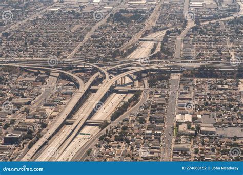 Aerial View Of The Interchange Of The I 110 And I 105 Freeways In