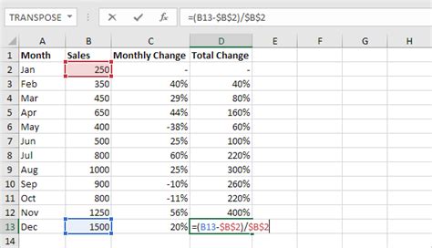 Percent Difference Formula Excel