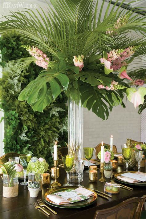 Tropical Wedding With Pineapples And Palms Elegantwedding Ca Tropical Wedding Centerpieces