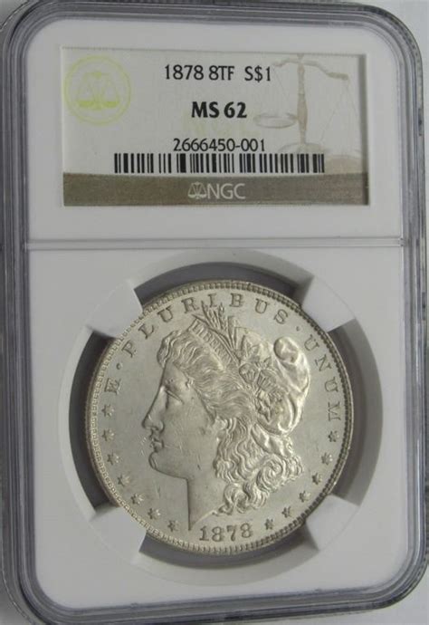 1878 8tf Morgan Silver Dollar Ngc Ms 62