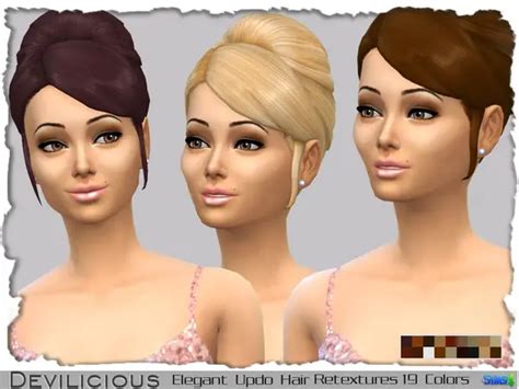 The Sims Resource Elegant Updo Hairstyle Retextures 19 In 1 Sims 4 Hairs