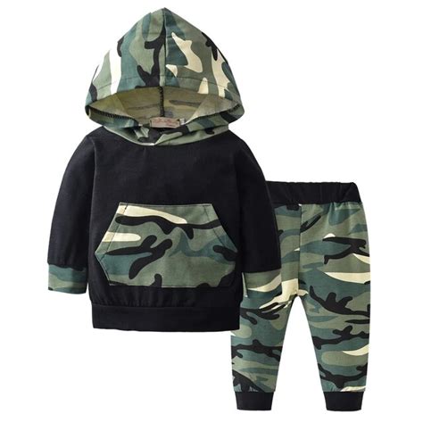 Toddler Infant Kids Baby Boys Camouflage Clothing Set Cotton Long