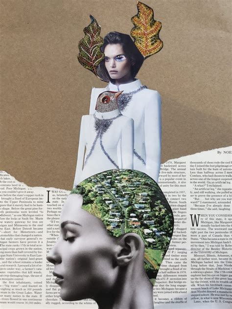 An Altered Collage Of A Womans Head With Trees And Leaves On It