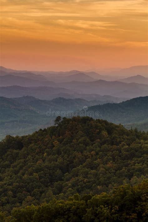Sunset Look Rock Great Smoky Mountains National Park Stock Photos