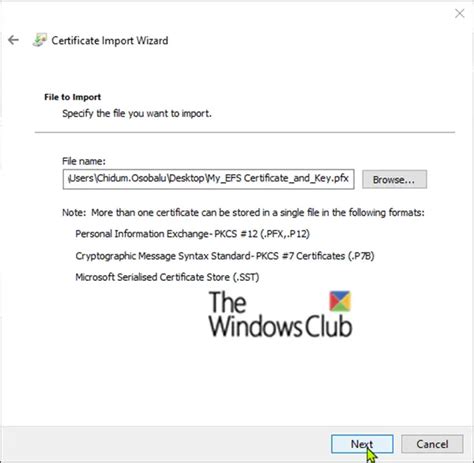 Import Efs File Encryption Certificate And Key Pfx File In Windows