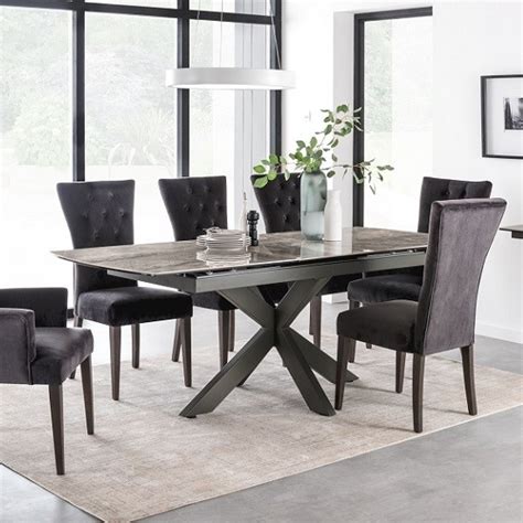 We found no results matching your search. Pelagius Extending Glass Dining Table In Grey With Metal ...