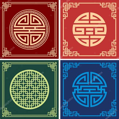 Set Of Oriental Chinese Patterns — Stock Vector © Leshabur 8917412