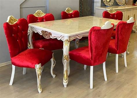 Casa Padrino Luxury Baroque Dining Room Set Red White Gold 1