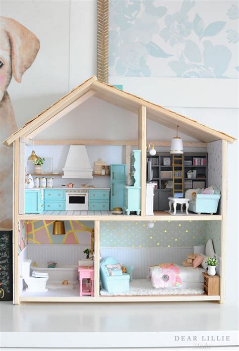 Our Finished Dollhouses Ikea Flisat Hack Dear Lillie Studio