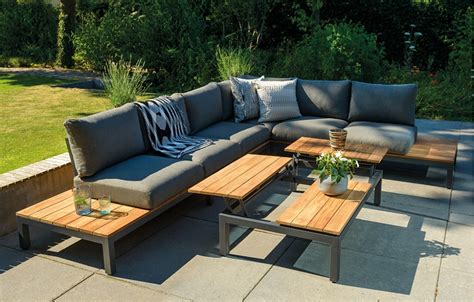 Corner Lounge Set Grey Garden Furniture Outdoor Lounge Set