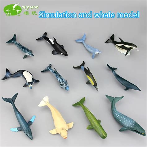 Solid Model Plastic Ocean Animal Blue Whale White Fin Dolphin Toy In