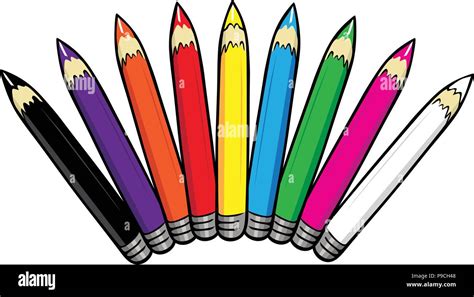 Cartoon Vector Illustration Of Colored Pencils Stock Vector Image And Art
