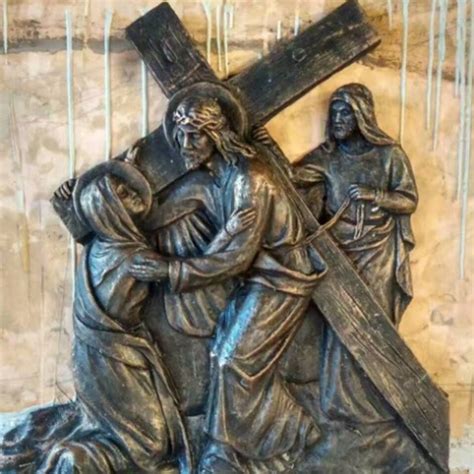 Famous Church Religious Bronze Sculpture Life Size Jesus With Cross 14