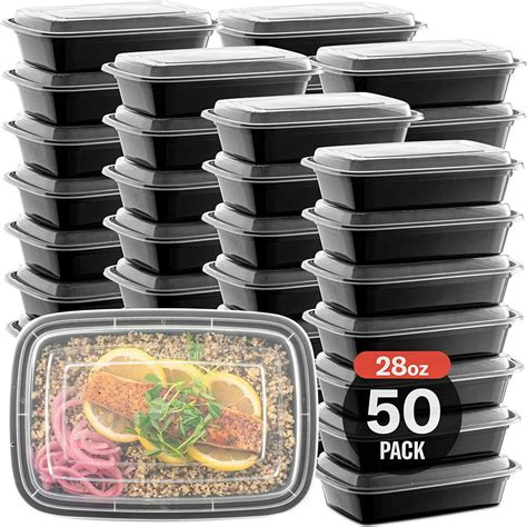 28oz Meal Prep Food Containers With Lids Reusable Microwavable Plastic