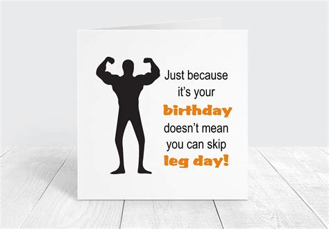 Funny Gym Birthday Card Don T Skip Leg Day Fitness Joke Etsy