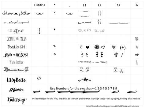 Fonts With Tails Glyphs Cheat Sheet Free Fonts For Cricut Cricut