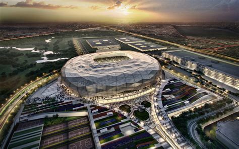 Download Wallpapers Qatar Foundation Stadium Sunset Qatar Stars