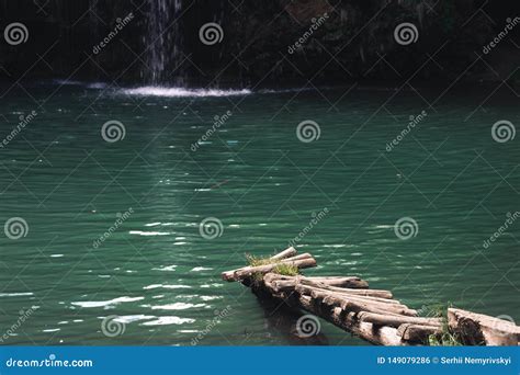 Waterfall In Deep Forest Blue Lagoon Best Place Stock Photo Image Of