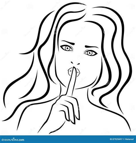 Women Gesticulated With Her Finger At Lips Stock Vector Illustration
