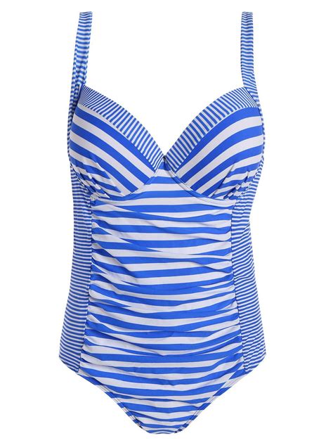 17 Off 2020 Stripe Underwire Plus Size Swimwear In Blue Stripe
