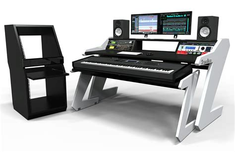 Acme suitor music recording studio desk, black qvc $ 267.99. Music Commander black with rack tower with 20 U space and pull out shelf. (With images) | Studio ...