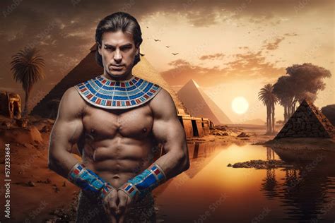 Artwork Of Man With Naked Torso In Ancient Egypt With Pyramids Foto De My Xxx Hot Girl