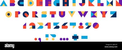 Geometric Alphabet Modern Abstract Typeface With Numbers And