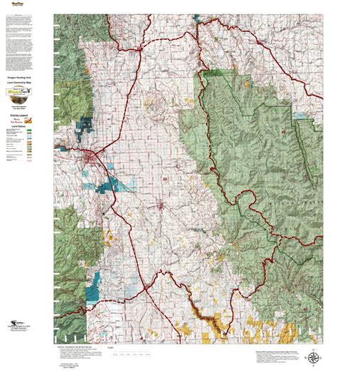 Oregon Hunting Unit 53 Catherine Creek Land Ownership Map Map By