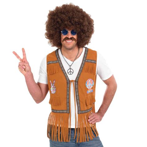 Fun Shack Mens Hippy Waistcoat Costume Adult Halloween Hippie 60s 70s