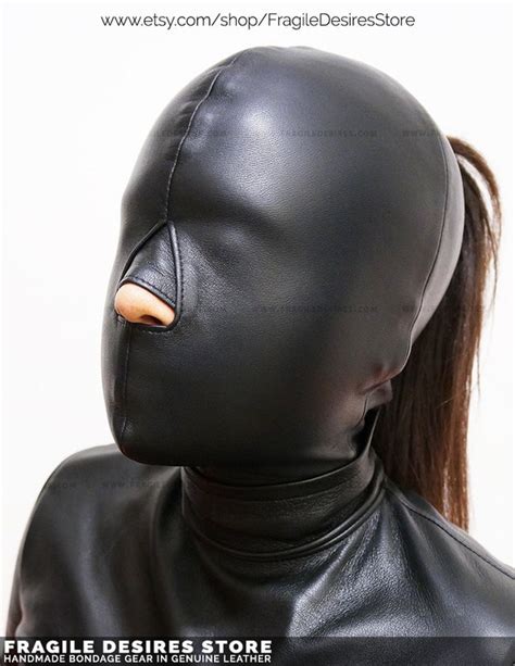 Leather Bondage Hood Model Open Nose Full Face Covered 2017