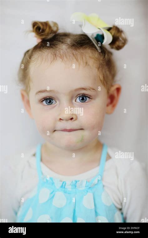 Pretty Baby Girl With Pony Tails Stock Photo Alamy