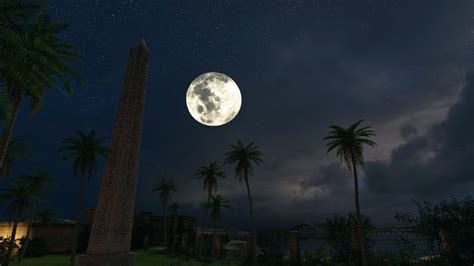 Wallpaper Video Games Night Sky Moon Evening Palm Trees Screen