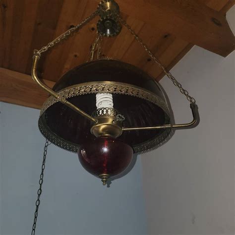 Lot 16 Vintage Red Glass Hanging Lamp Norcal Online Estate Auctions