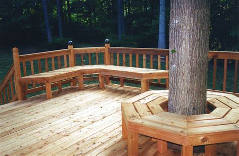 Very Nice Deck And Benches Built Around A Tree Home
