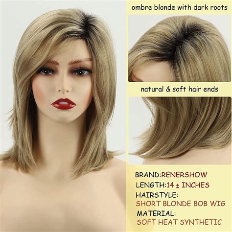 Short Blonde Wigs For White Women Ombre Blonde Bob Wig Synthetic Medium