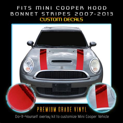 For 2007 2013 Mini Cooper Hood Bonnet Stripe Graphic Decal Chrome