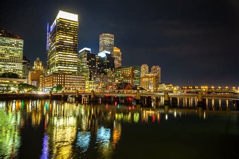Boston Cityscape At Night Stock Image Image Of Business 267767055