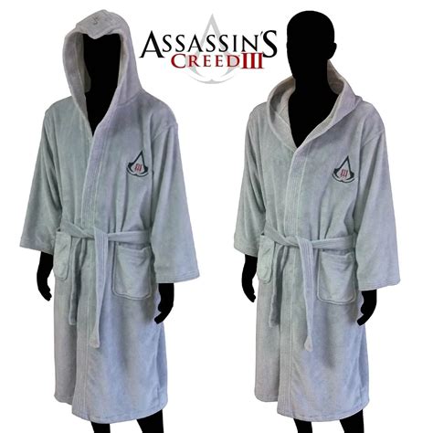 Assassins Creed Bath Robe Bathrobe Cosplay Costume Flannel Light Grey