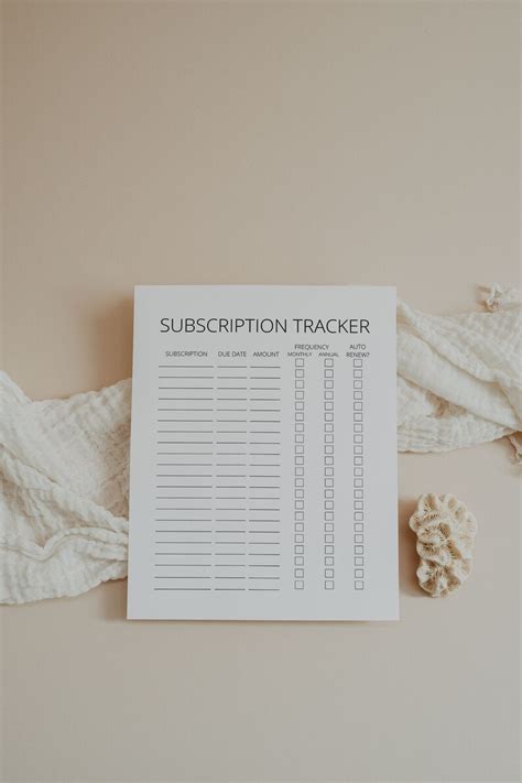 Printable Subscription Tracker Subscription Log Expense Etsy