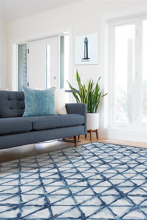 Diamond Shibori Indigo Rug In 2022 Dark Grey Couch Living Room