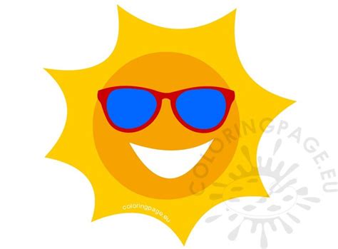 happy sun  sunglasses cartoon illustration coloring page