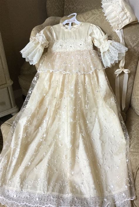 Christening Gown Handmade Lace Dress Baby Girl Baptism Dress Vintage