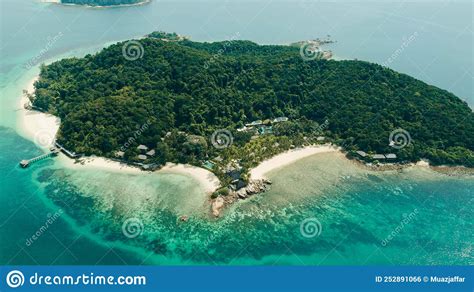 Aerial Drone View Of Amazing Island At Tengah Island Or Pulau Tengah In