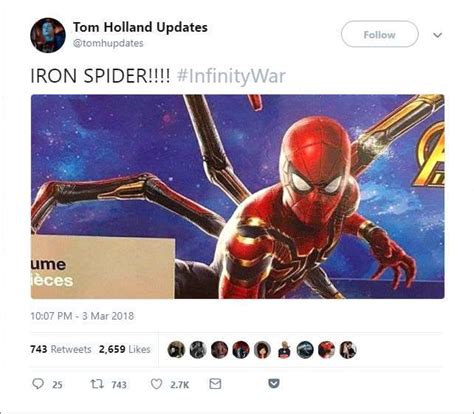 Avengers Infinity War First Up Close Look At Spider Mans Iron
