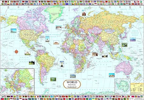World Map Political Laminated Both Sides X Cm Big Map