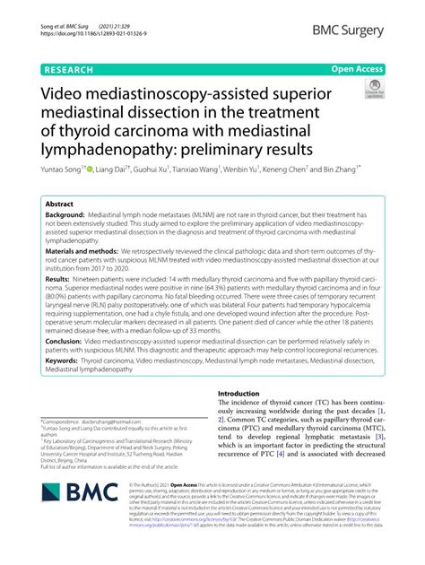 Video Mediastinoscopy Assisted Superior Mediastinal Dissection In The