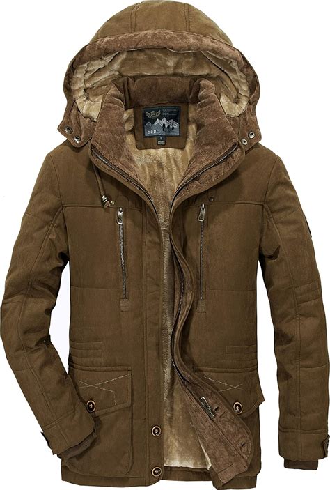 tmhoo men s winter lined cashmere thicken warm cotton parka coat detachable hooded military