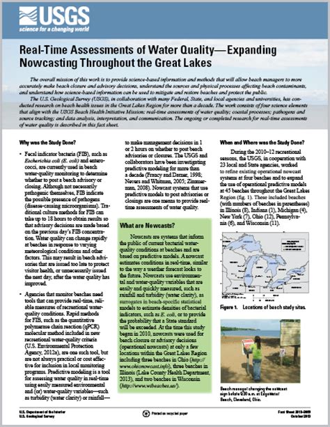 Usgs Fact Sheet 20133069 Real Time Assessments Of Water Quality