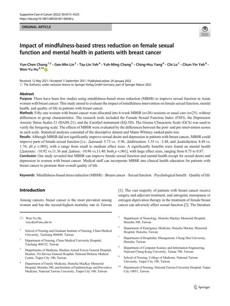 pdf impact of mindfulness based stress reduction on female sexual function and mental health